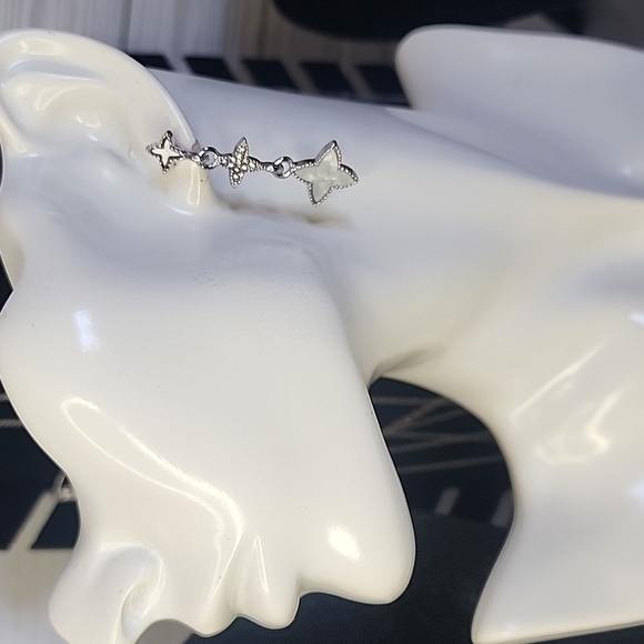 Silver Floral Element Design Drop Earrings New - Picture 4 of 6